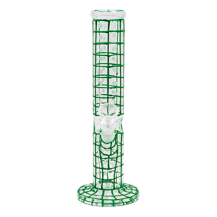 Green Detailed Hand Painted 10 Inches Glass Bong