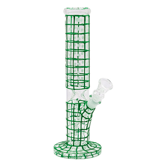 Green Detailed Hand Painted 10 Inches Glass Bong