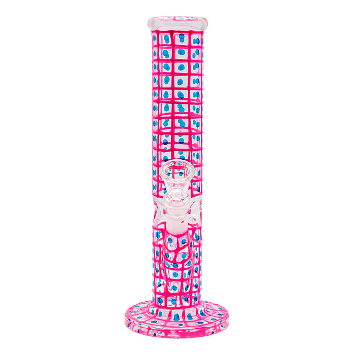 Pink Detailed Hand Painted 10 Inches Glass Bong