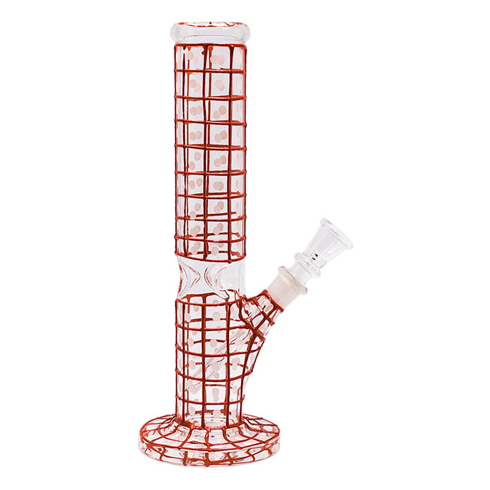 Red Detailed Hand Painted 10 Inches Glass Bong