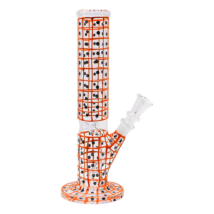 Orange Detailed Hand Painted 10 Inches Glass Bong