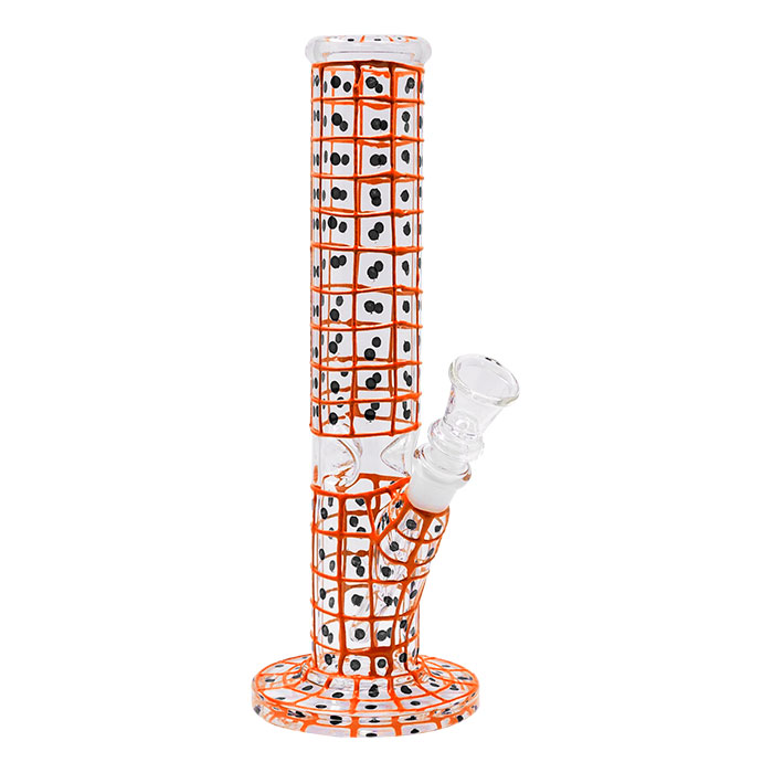 Orange Detailed Hand Painted 10 Inches Glass Bong