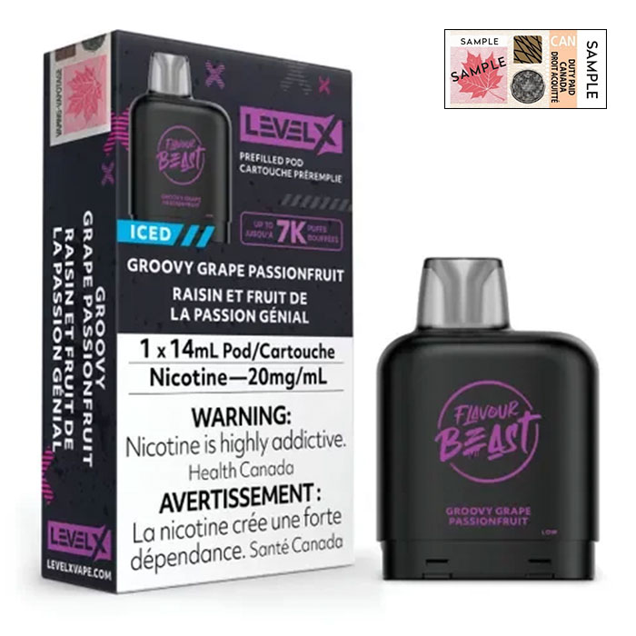 Level X Groovy Grape Passionfruit 7000 Puffs Flavour Beast Pods Ct 6