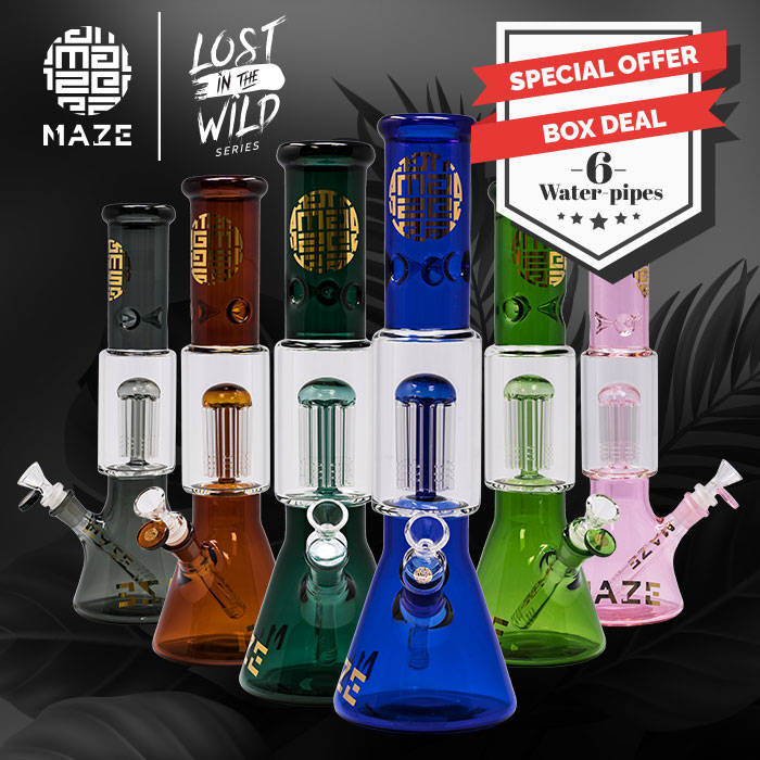 Lost In The Wild Series 12-14 Inches Maze Glass Bong Deal of 6
