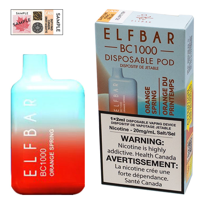 BC Compliance - Orange Spring Elfbar 1000 Puffs Disposable Vape Ct-10