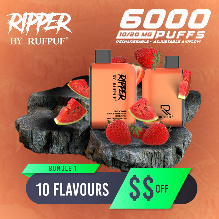 Rupuf Ripper 6000 Puffs Disposable Vape Bundle of 10 Different Flavors