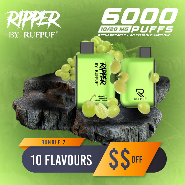 Ripper 6000 Puffs Disposable Vape Bundle of 10 Different Flavors