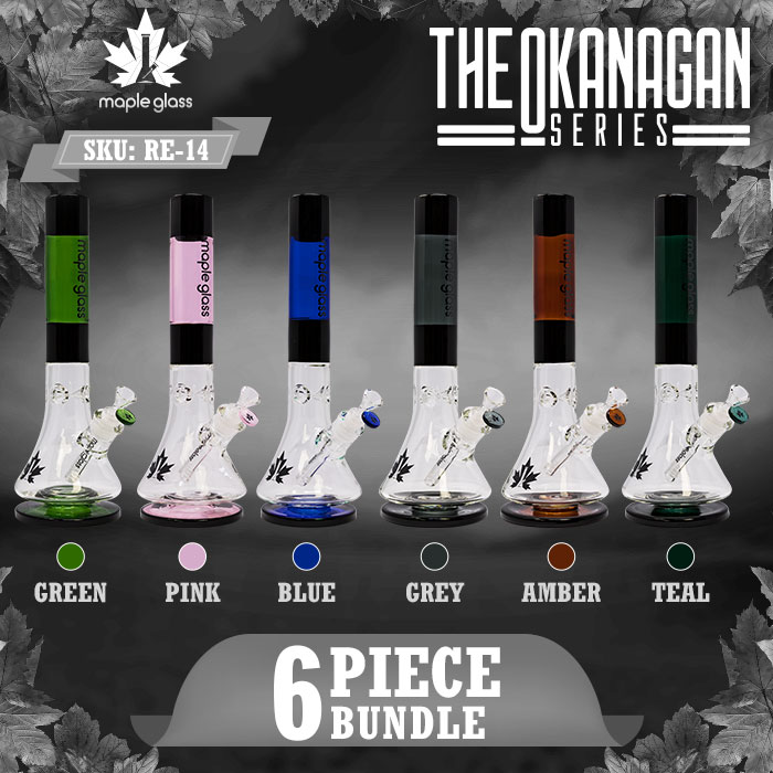 The Okanagan Series 14-15 Inches Maple Glass Bong Deal of 6