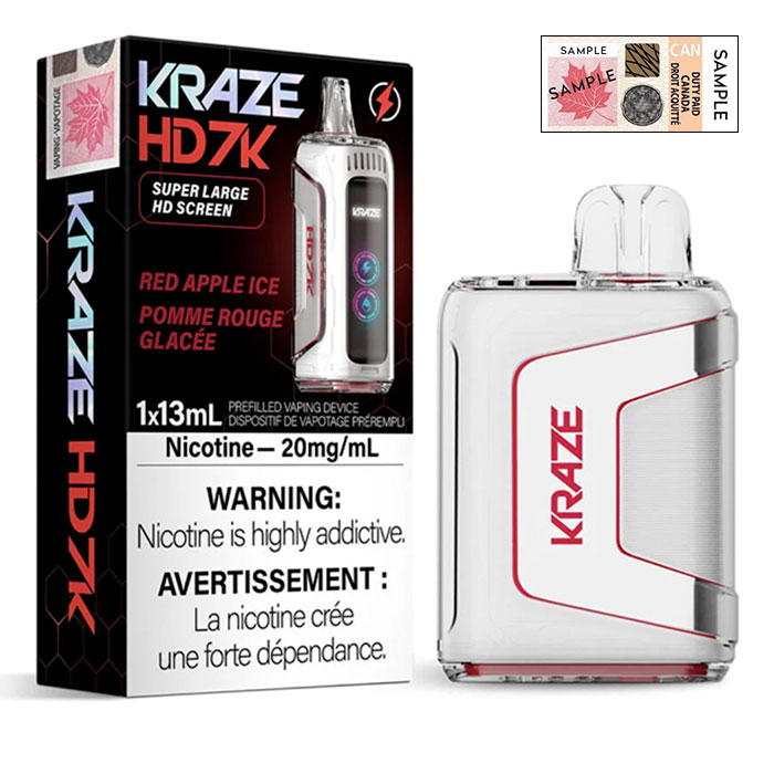 Red Apple Ice Kraze HD 7000 Puffs Disposable Vape Ct 5