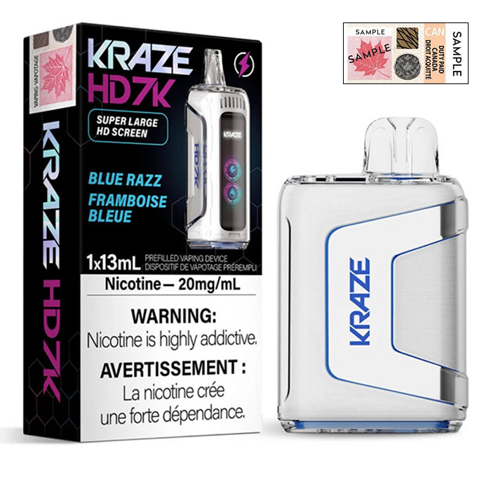 Blue Razz Kraze HD 7000 Puffs Disposable Vape Ct 5