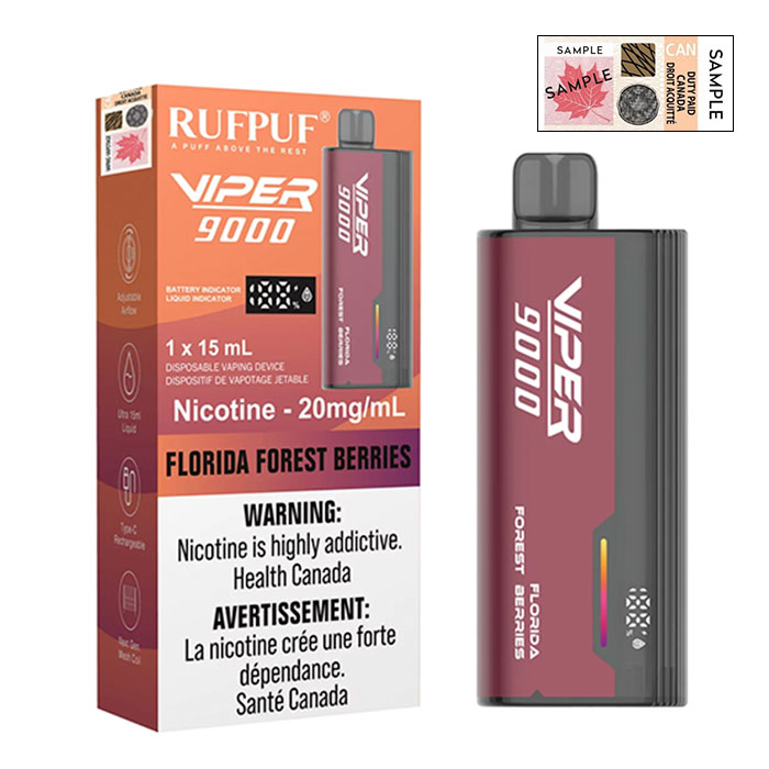 (Stamped) RufPuf Viper Florida Forest Berries 9000 Puffs Disposable Vape Ct 10