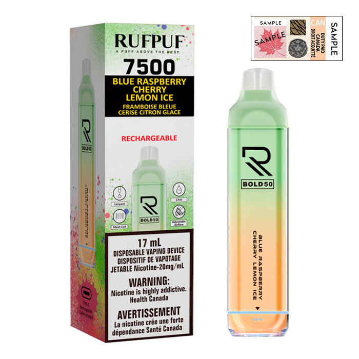 (Stamped) G Core RufPuf 7500 Puffs Glitzy Grape Raspberry Ice Disposable Vape Ct 10