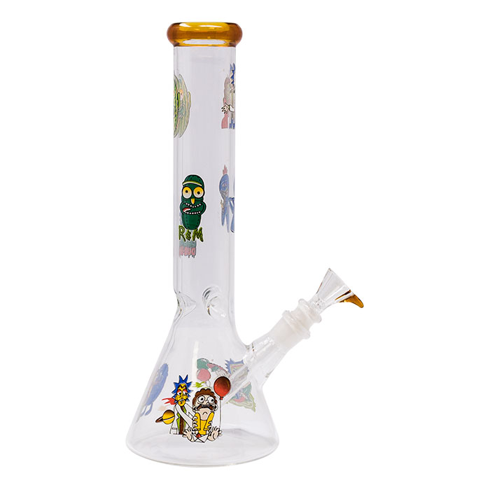 Amber Rick N Morty 12 Inches Glass Bong