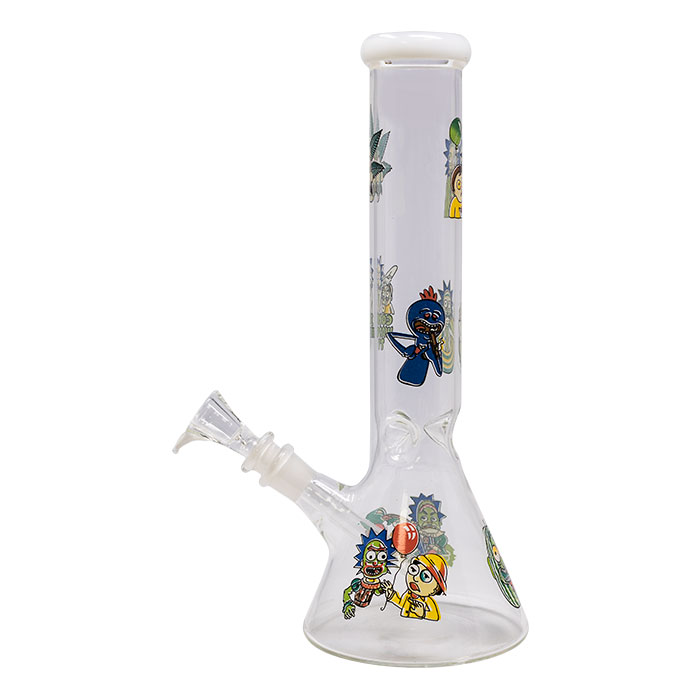 White Rick N Morty 12 Inches Glass Bong
