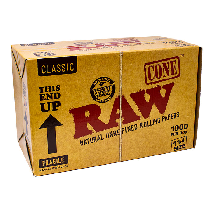 Raw Classic 1.25 Natural Unrefined Cones Ct 1000