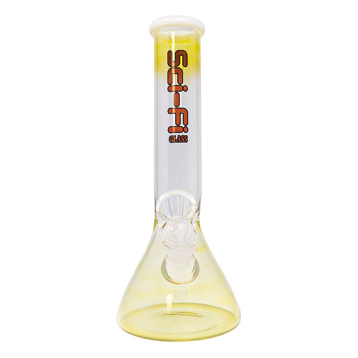White Sci Fi Color Changing 10 Inches Glass Bong