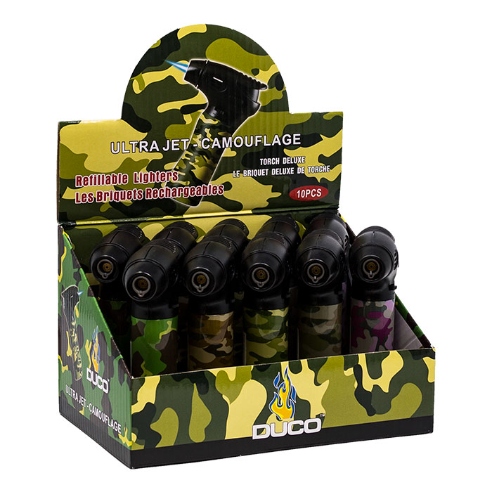 Duco Ultra Jet - Camouflage Series Torch Lighter Display of 10