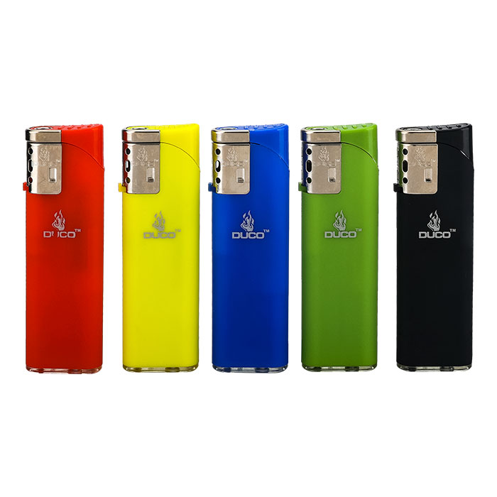 Duco Slant Series Solid Rubberized Lighters Display of 50