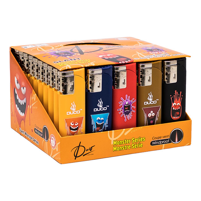 Duco Slant Monster Series Graphic UV Print Lighters Display of 50