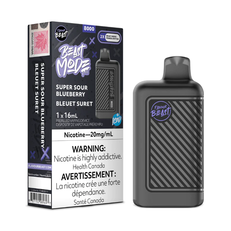 (Stamped) Super Sour Blueberry Flavour Beast Mode 8000 Puffs Disposable Vape Ct 5