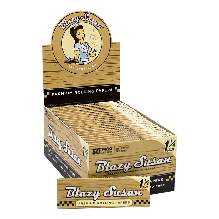 Blazy Susan Unbleached 1.25 Rolling Paper Display of 50