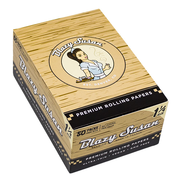 Blazy Susan Unbleached 1.25 Rolling Paper Display of 50