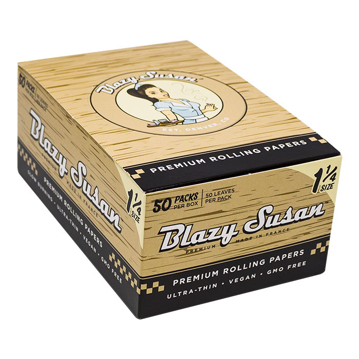 Blazy Susan Unbleached 1.25 Rolling Paper Display of 50