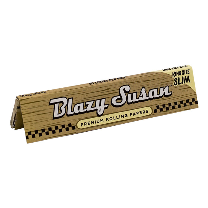 Blazy Susan Unbleached King Size Slim Rolling Paper Display of 50