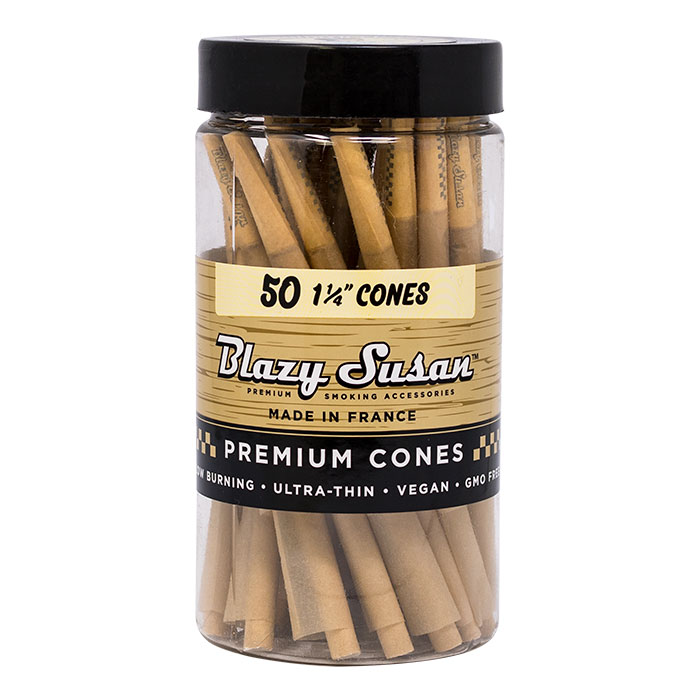 Blazy Susan 1.25 Unbleached 84mm Shortys Pre-Rolled Cones Ct 50