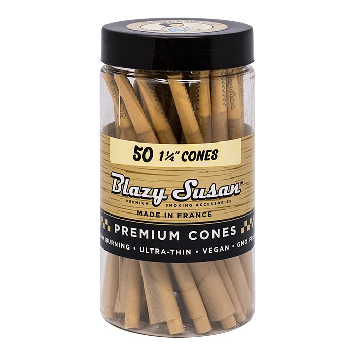 Blazy Susan 1.25 Unbleached 84mm Shortys Pre-Rolled Cones Ct 50