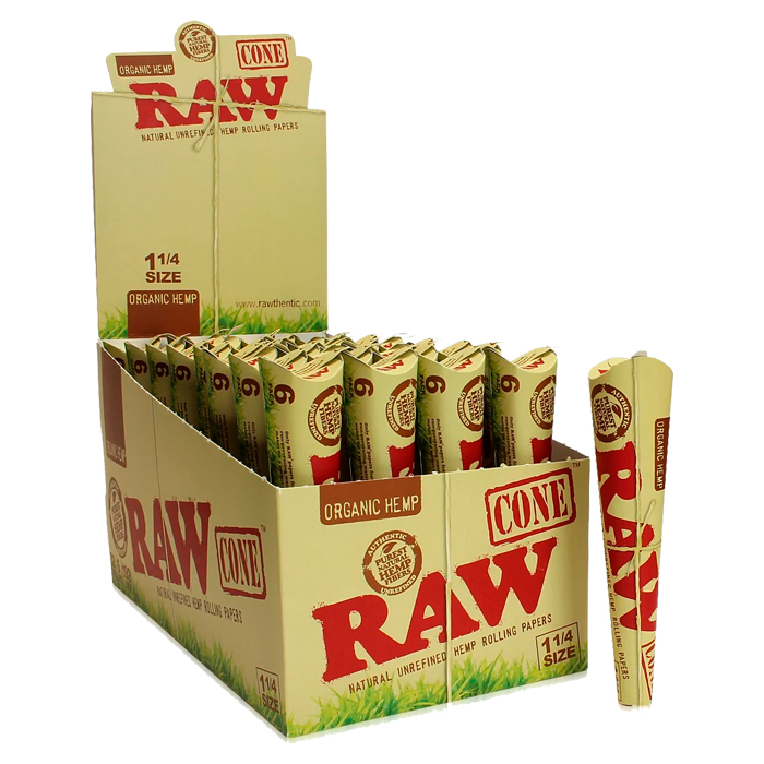 RAW ORGANIC CONE 1.25 32 PIECES PER PACK