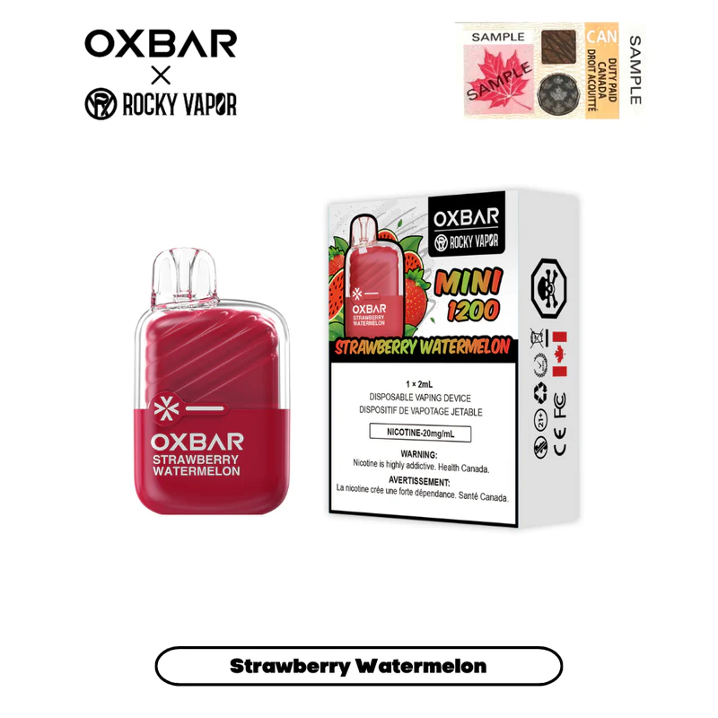 Strawberry Watermelon - B.C. Compliance Rocky Vapor Oxbar Mini 1200 Puffs Disposable Vape Ct-5