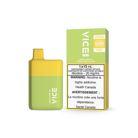 (Stamped) Lemon Lime Ice Vice Box 6000 Puffs Disposable Vape Ct 5
