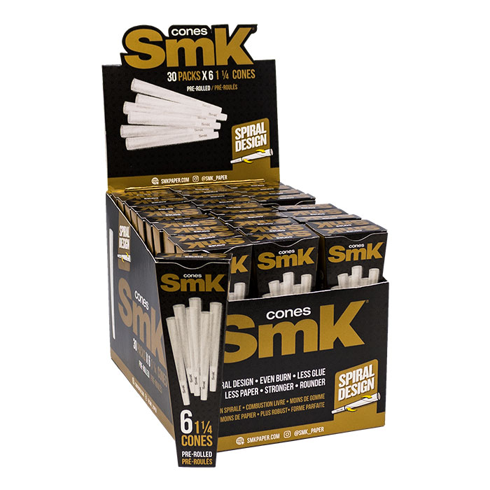SMK Spiral 1.25 Pre-Rolled Cones Display of 30