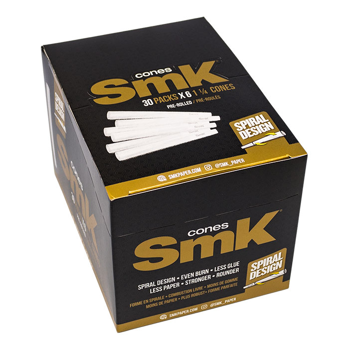 SMK Spiral 1.25 Pre-Rolled Cones Display of 30