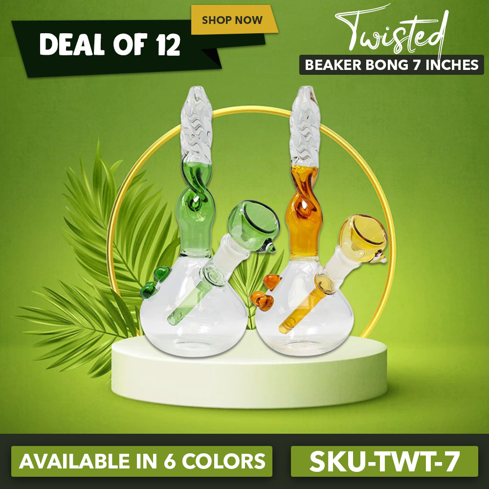 Twisted 7 Inches Beaker Bong Deal of 12