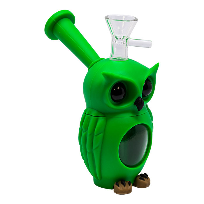 Green Owl 6 Inches Silicone Bong