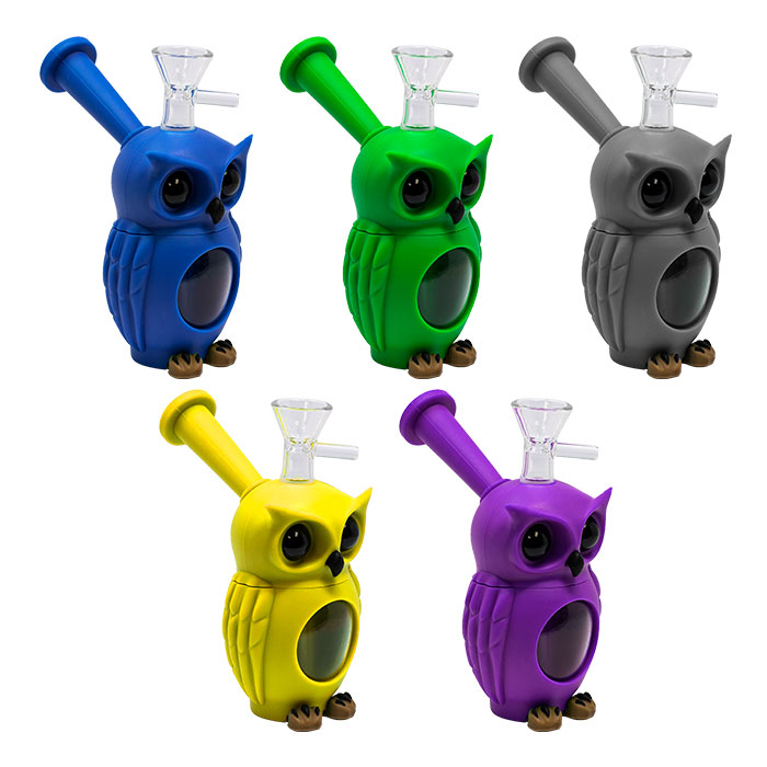Purple Owl 6 Inches Silicone Bong