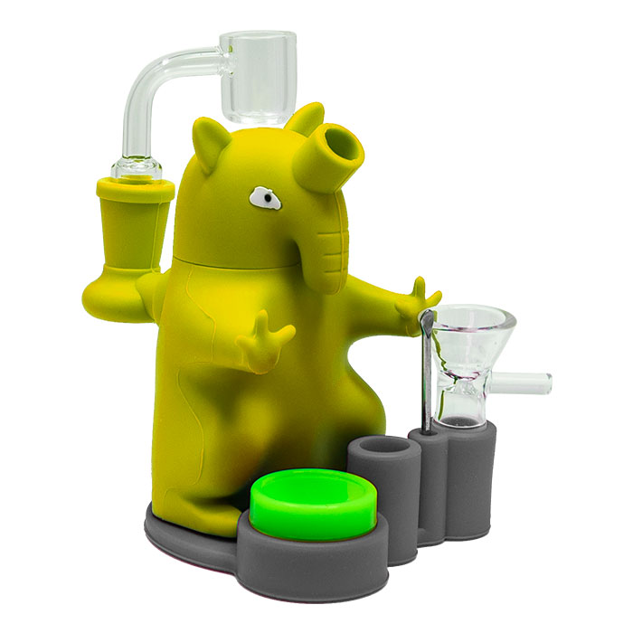 Yellow Elephant 6 Inches Silicon Bong Dab Rigs