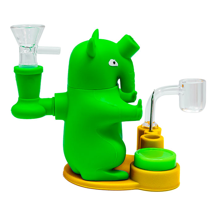  Green Elephant 6 Inches Silicon Bong Dab Rigs
