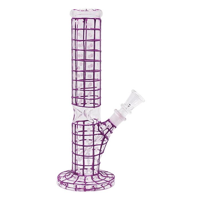 Purple Detailed Hand Painted 10 Inches Glass Bong