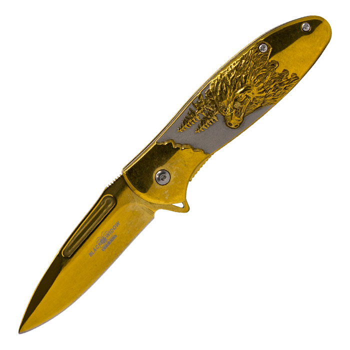Gold Bear Foldable Pocket Knife by Black widow