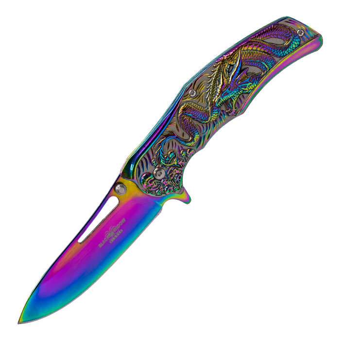 Rainbow Dragon of Death Foldable Pocket Knife by Black Widow  