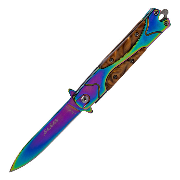 Rainbow Holographic Foldable Pocket Knife by Snake Eye