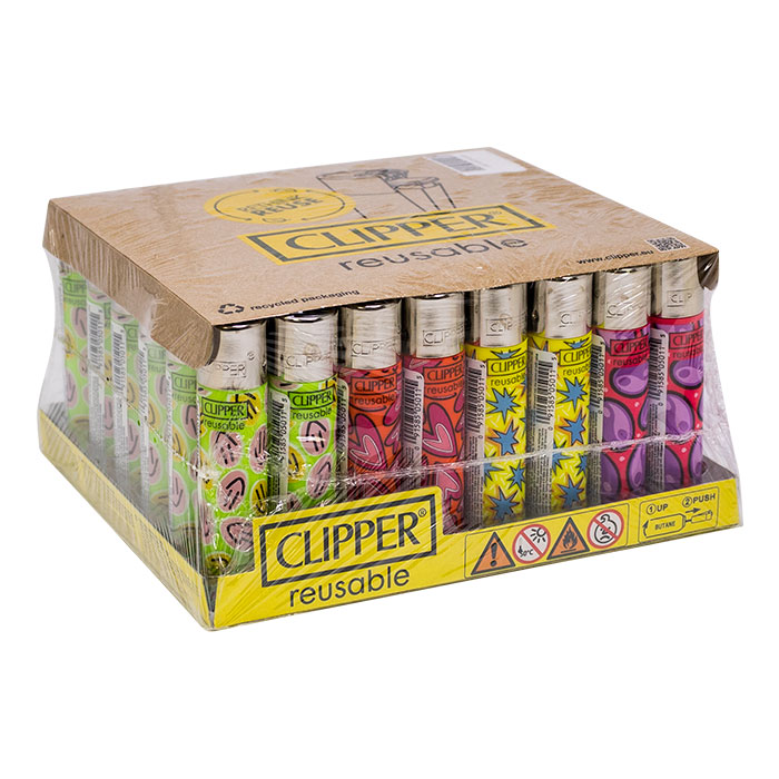 Clipper Psycho Stickers Lighters Display Of 48
