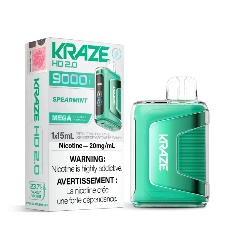 Spearmint Kraze HD 2.0 9000 Puffs Disposable Vape Ct 5