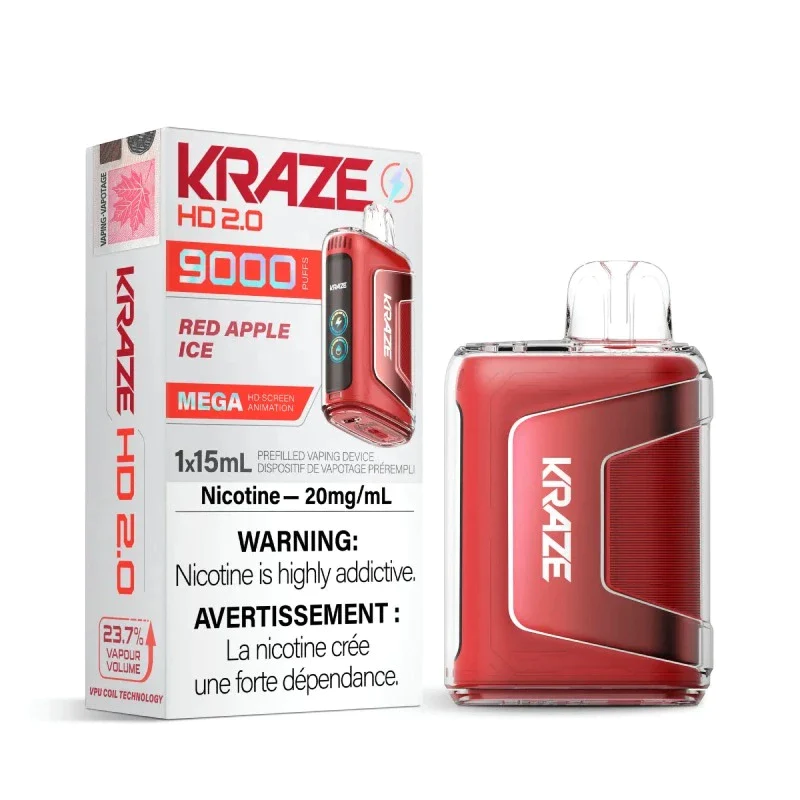 Red Apple Ice Kraze HD 2.0 9000 Puffs Disposable Vape Ct 5
