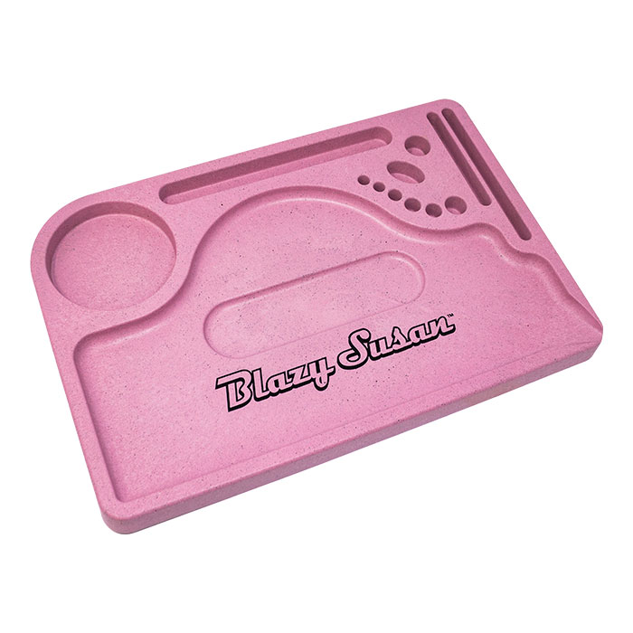 Pink Blazy Susan Hemp Plastic Rolling Tray