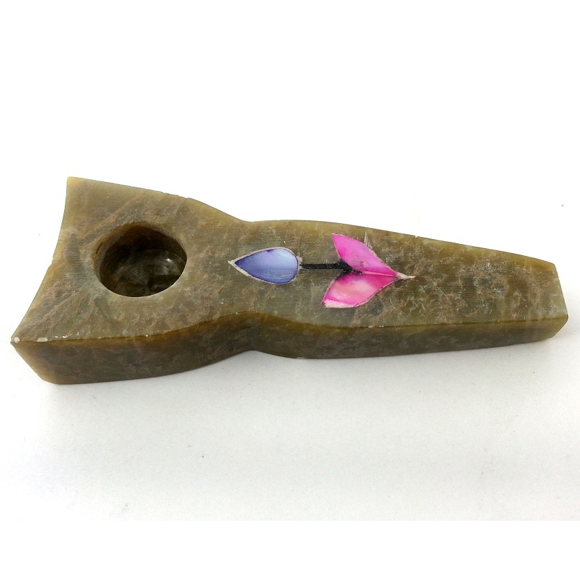 Hand Crafted Flower Motif Stone pipe Hand Crafted Flower Motif Stone pipe
