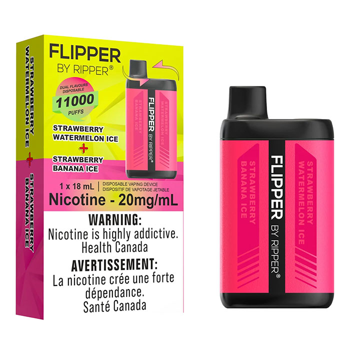 Strawberry Banana Ice + Strawberry Watermelon Ice Flipper by Ripper 11000 Puffs Disposable Vape Ct 5
